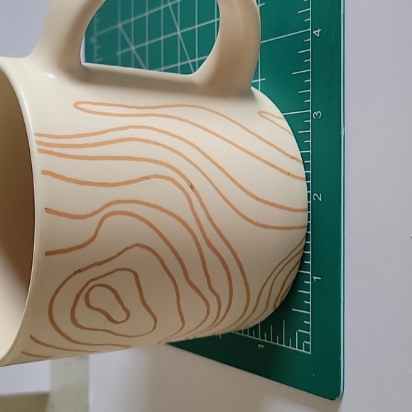 Whitney Kerney for Causebox. Beige Coffee Mug.Beige Abstract wood tree Lines. - Picture 9 of 11